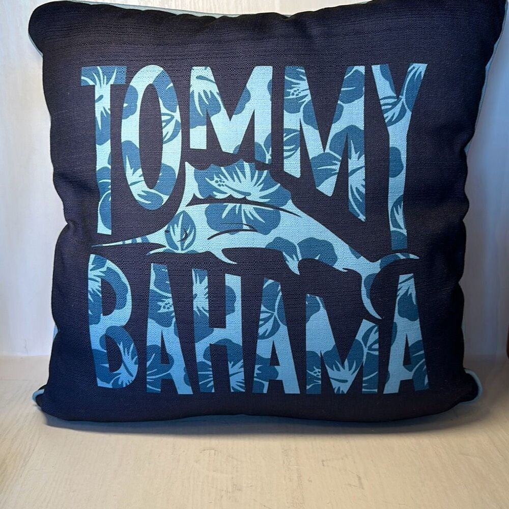 Tommy Bahama Indoor / Outdoor Zippered Decorative Pillow, 20"x20", Blue Logo